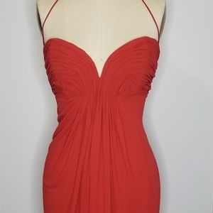 Red Shirred Corset Dress